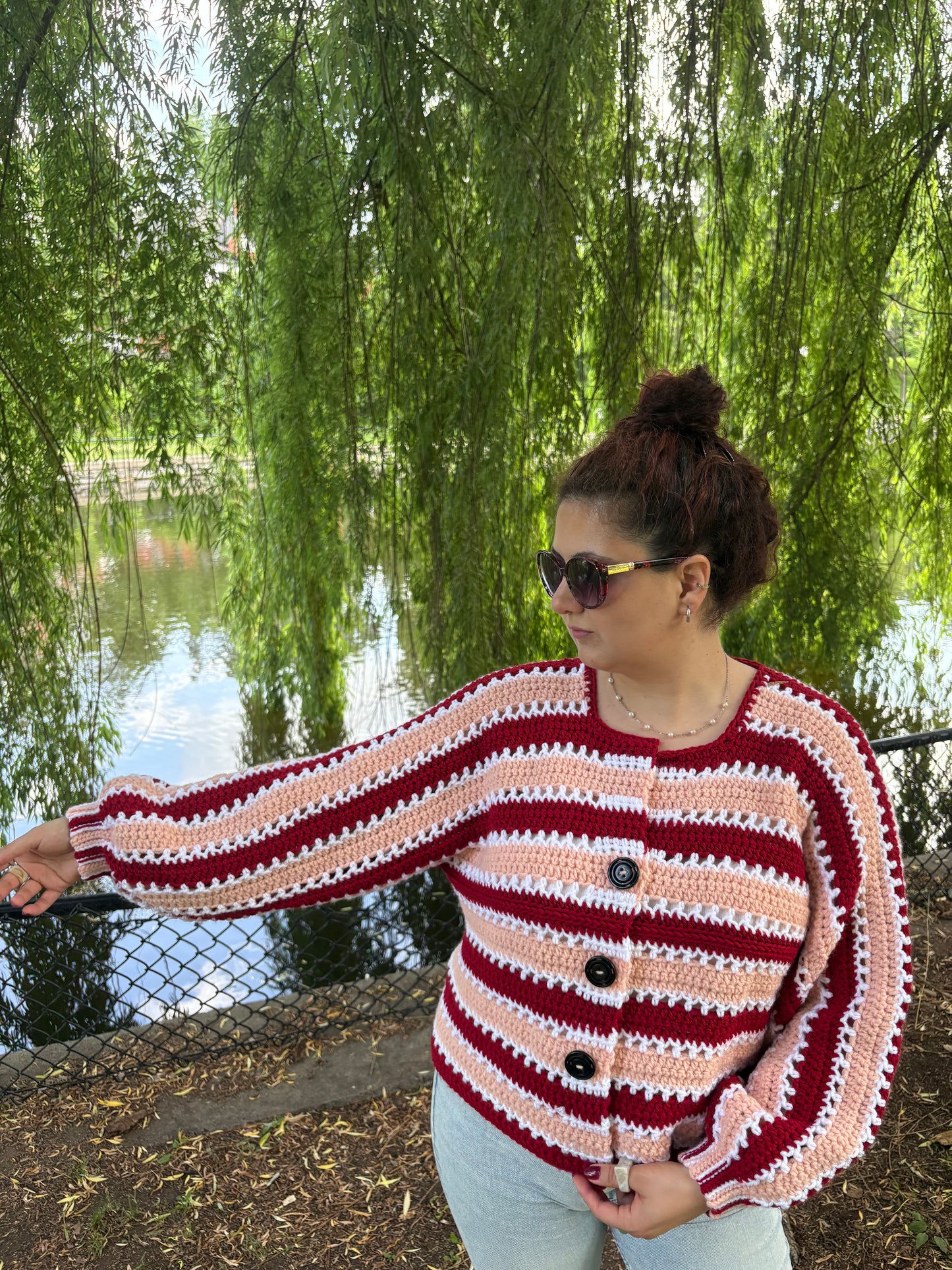 4- Piece Crochet BOG cardigan pattern collection – 4 Digital PDF Patterns | P-BOG, Origami Bog, Curie Bog Cardi, and Floral Kiss Bog Cardigans