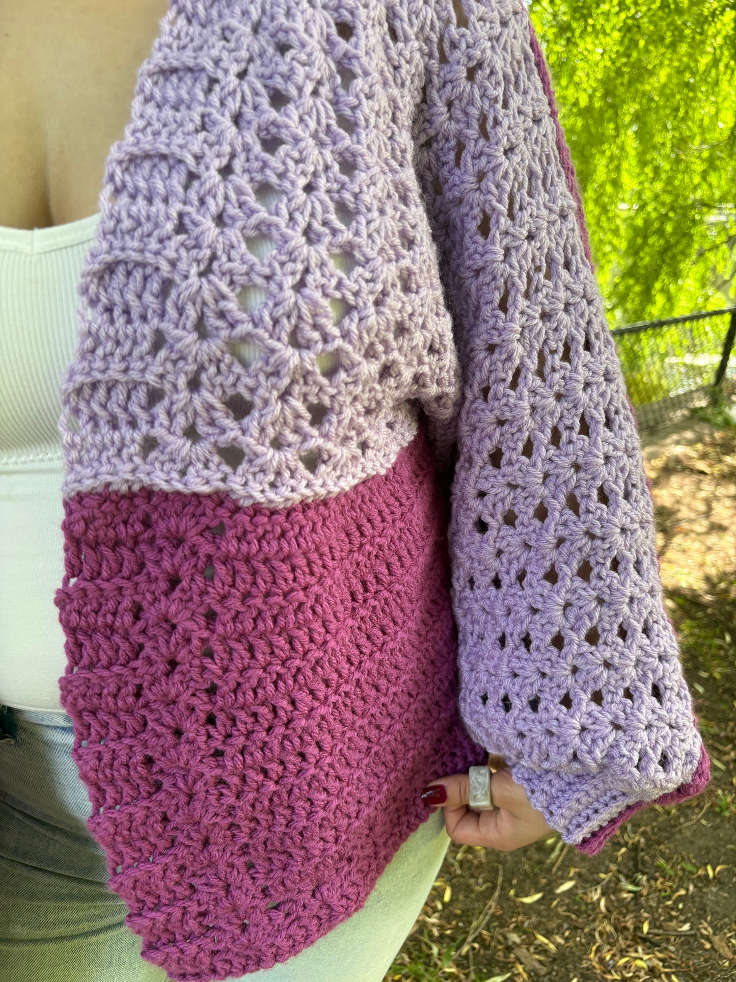 4- Piece Crochet BOG cardigan pattern collection – 4 Digital PDF Patterns | Curie Bog Cardi, Origami Bog, Floral Kiss Bog, and Tumbleweed