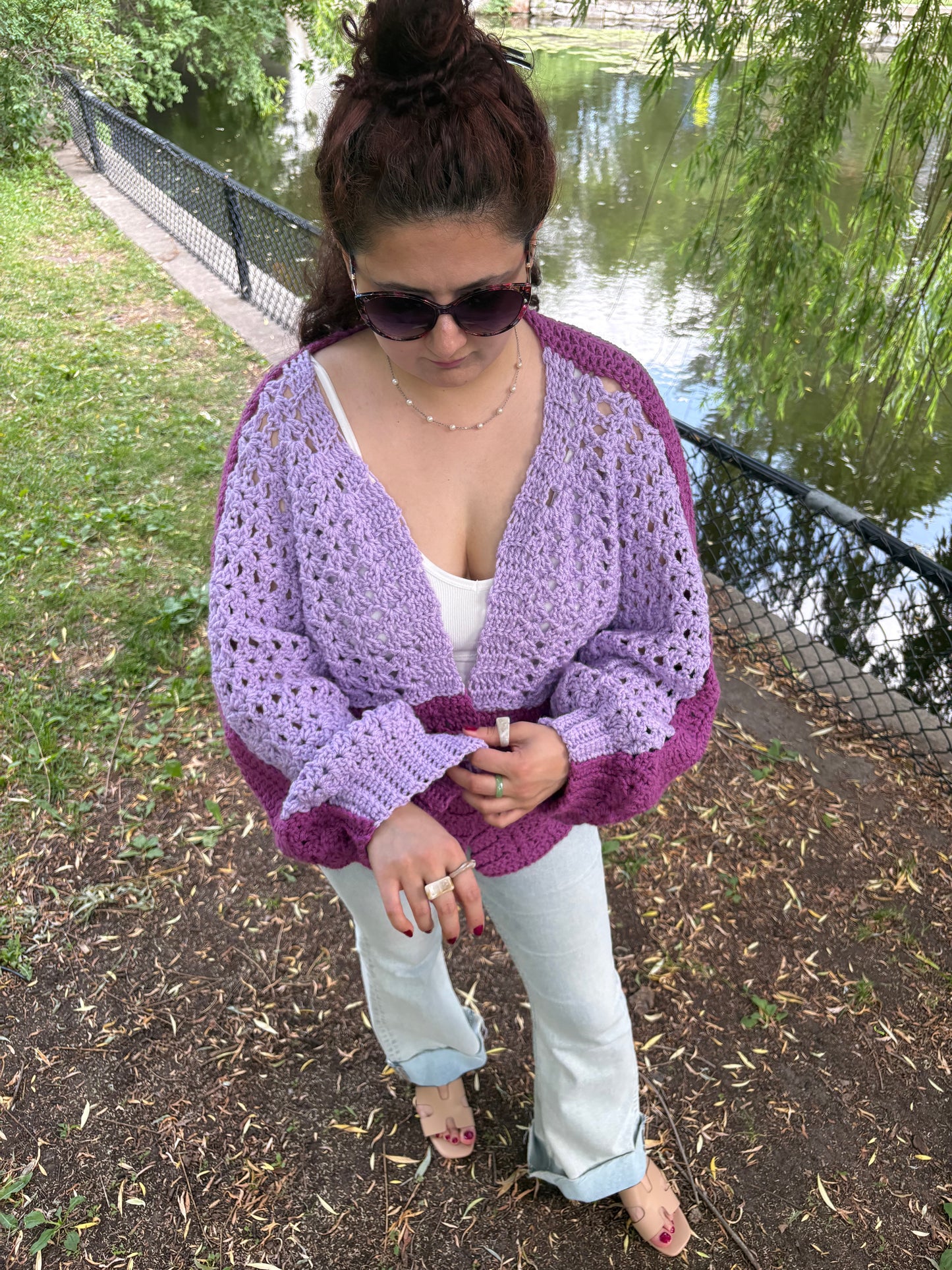 4- Piece Crochet BOG cardigan pattern collection – 4 Digital PDF Patterns | P-BOG, Hoodless Origami Bog, Curie Bog Cardi, and Floral Kiss
