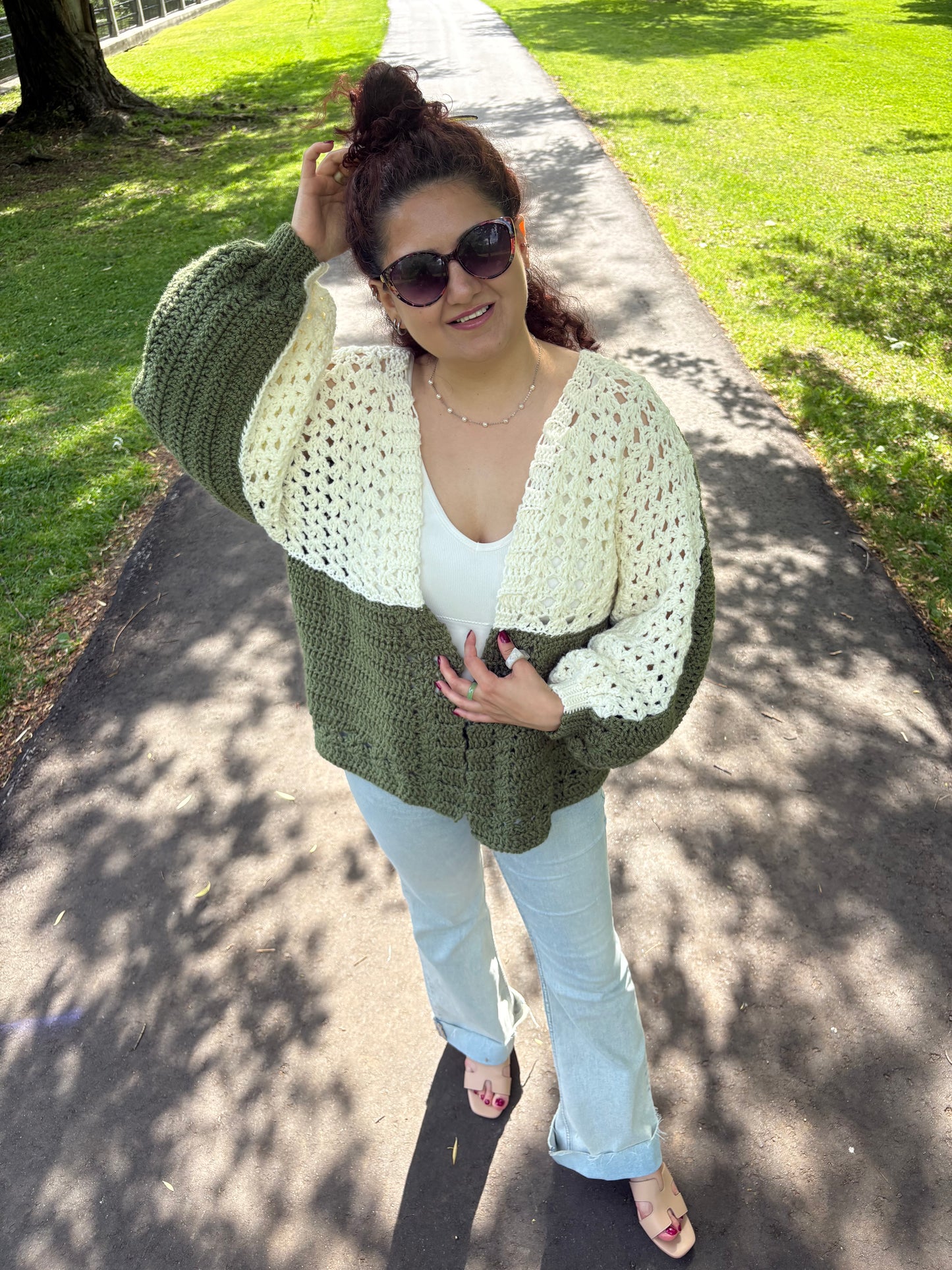 4- Piece Crochet BOG cardigan pattern collection – 4 Digital PDF Patterns | P-BOG, Origami Bog, Curie Bog Cardi, and Floral Kiss Bog Cardigans