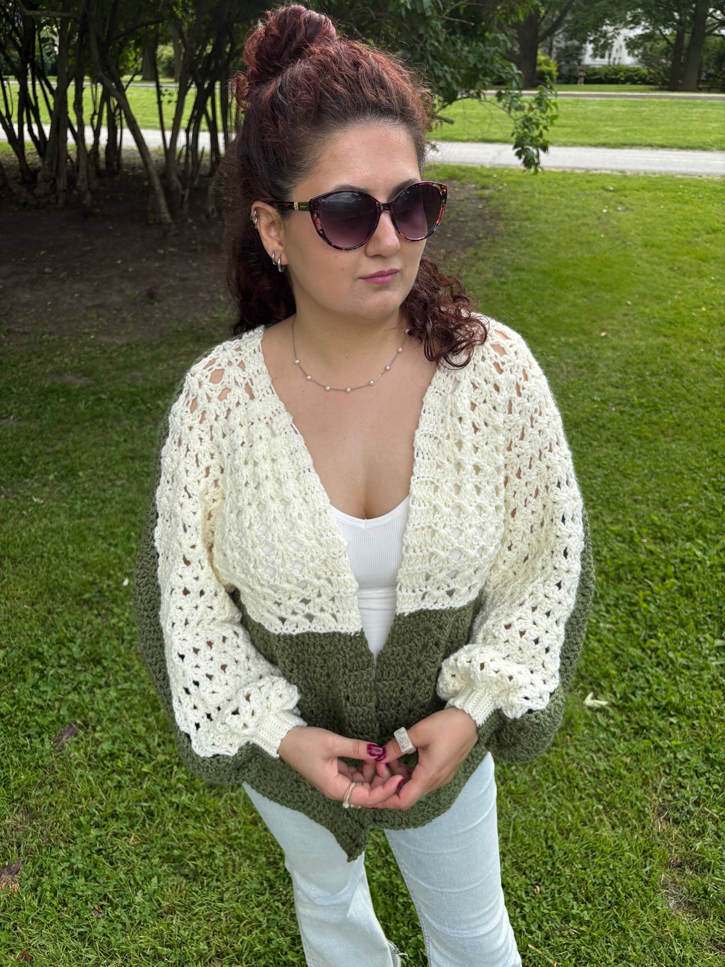 4- Piece Crochet BOG cardigan pattern collection – 4 Digital PDF Patterns | P-BOG, Origami Bog, Curie Bog Cardi, and Floral Kiss Bog Cardigans