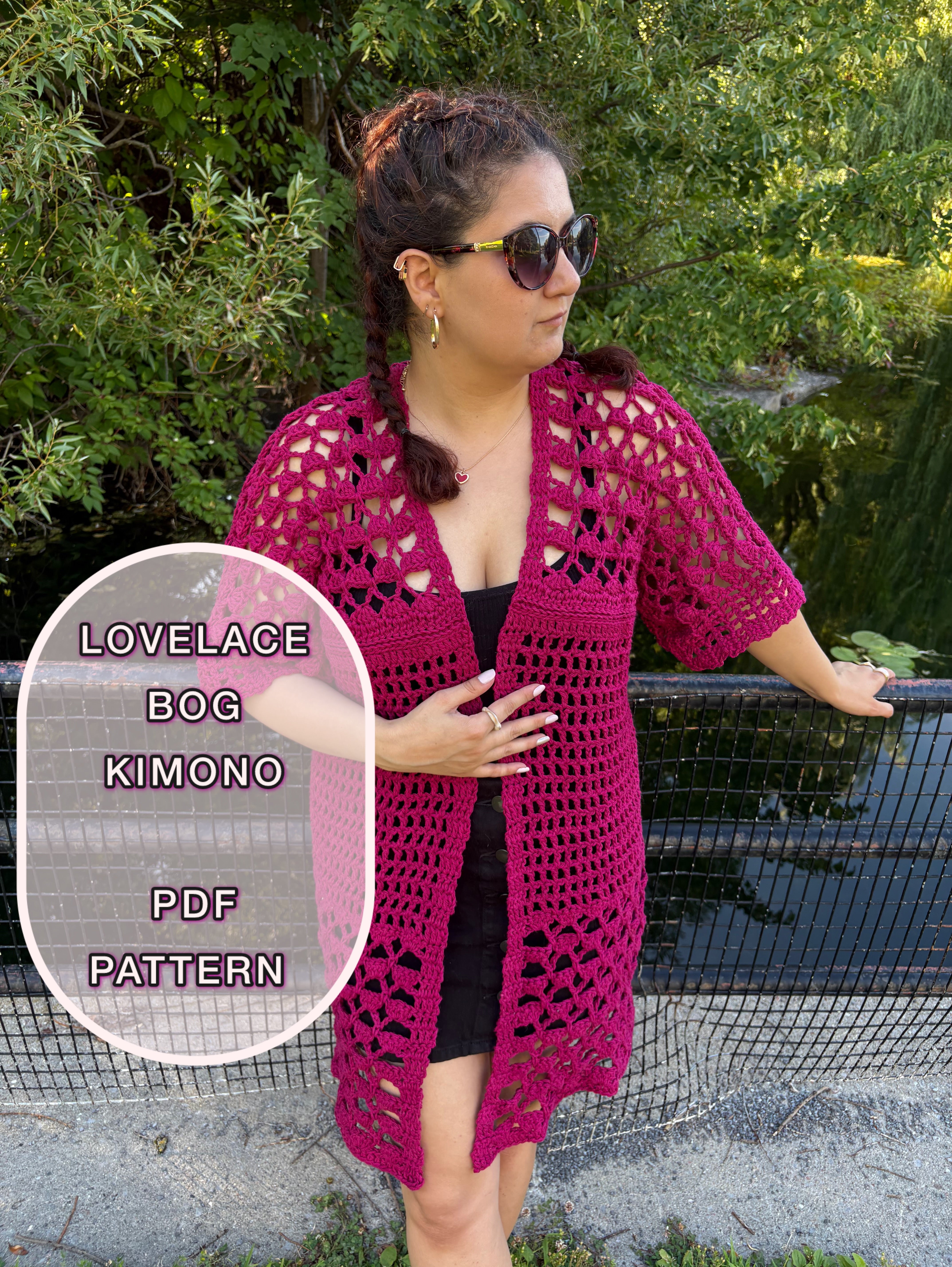 Lovelace BOG Kimono Crochet Pattern (Pink)/ XS - 4XL Crochet