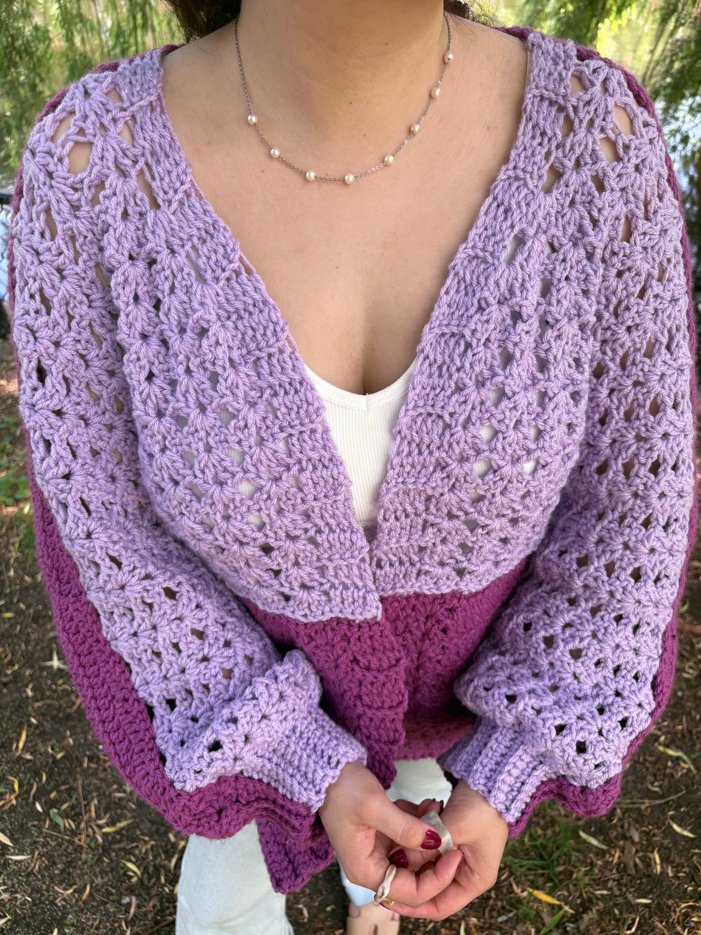 4- Piece Crochet BOG cardigan pattern collection – 4 Digital PDF Patterns | P-BOG, Origami Bog, Curie Bog Cardi, and Floral Kiss Bog Cardigans