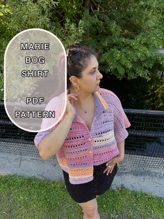 Marie BOG Shirt Crochet Pattern  (Cotton) / XS - 3XL Crochet  Shirt Pattern PDF/ Easy Crochet Bog Shirt/ Crochet Top Pattern