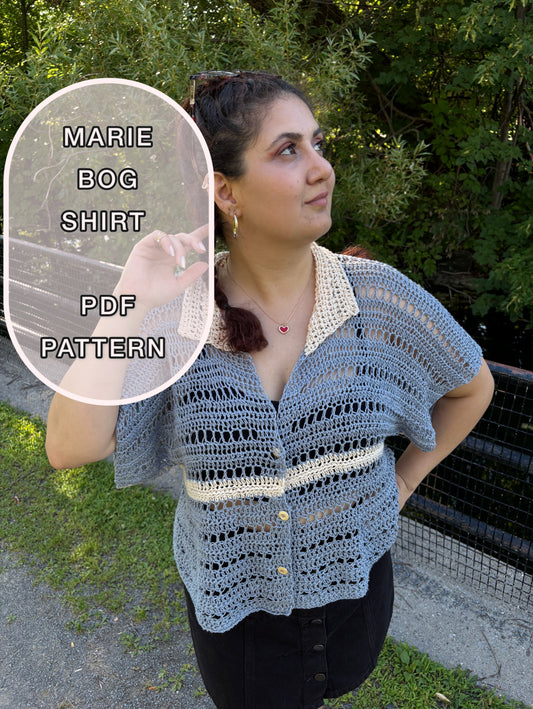 Marie BOG Shirt Crochet Pattern / XS - 3XL Crochet  Shirt  Pattern PDF/ Easy Crochet Bog Shirt/ Crochet Top Pattern