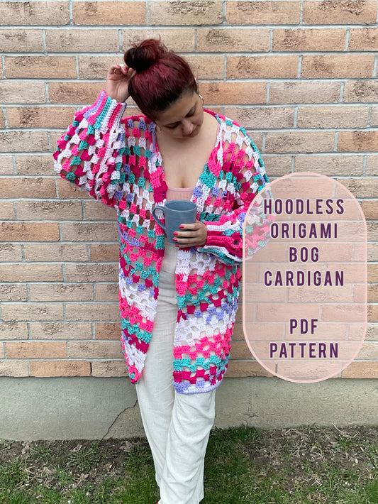 Crochet Hoodless Origami Bog Jacket XXS-5XL PDF Pattern / Crochet Jacket Pattern/ Easy Crochet Pattern / Crochet Bog Cardigan