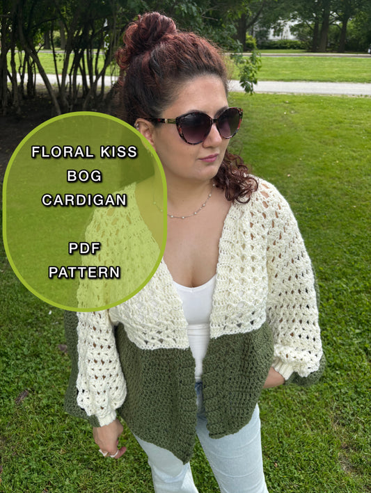 Crochet Floral Kiss BOG Cardigan Pattern/ S-5XL Crochet Cardigan Pattern PDF/ Easy crochet bog cardigan/ Crochet Bog Cardigan