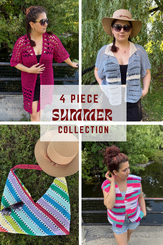 Summer Collection | 4 Digital PDF Patterns | 1 Bog vest, 1 Bog shirt, 1 Bog kimono, 1 rectangular bag