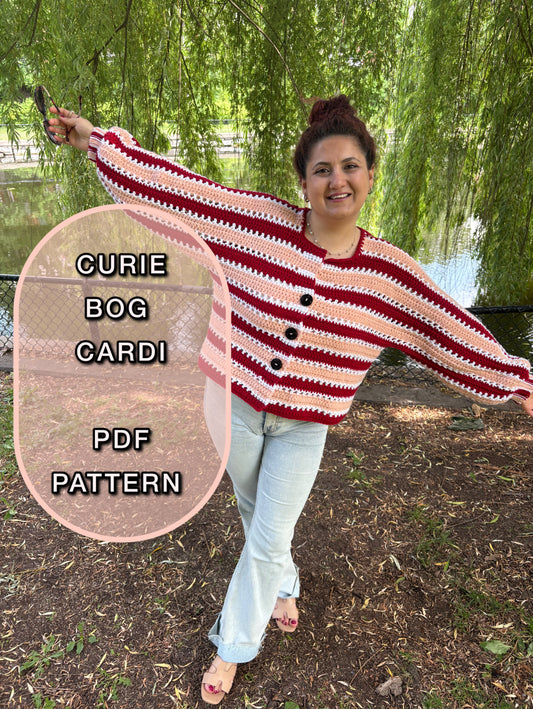 Crochet Curie BOG Cardi Pattern/ XS-3XL Crochet Cardigan Pattern PDF/ Easy crochet bog cardigan/ Crochet Bog Cardigan