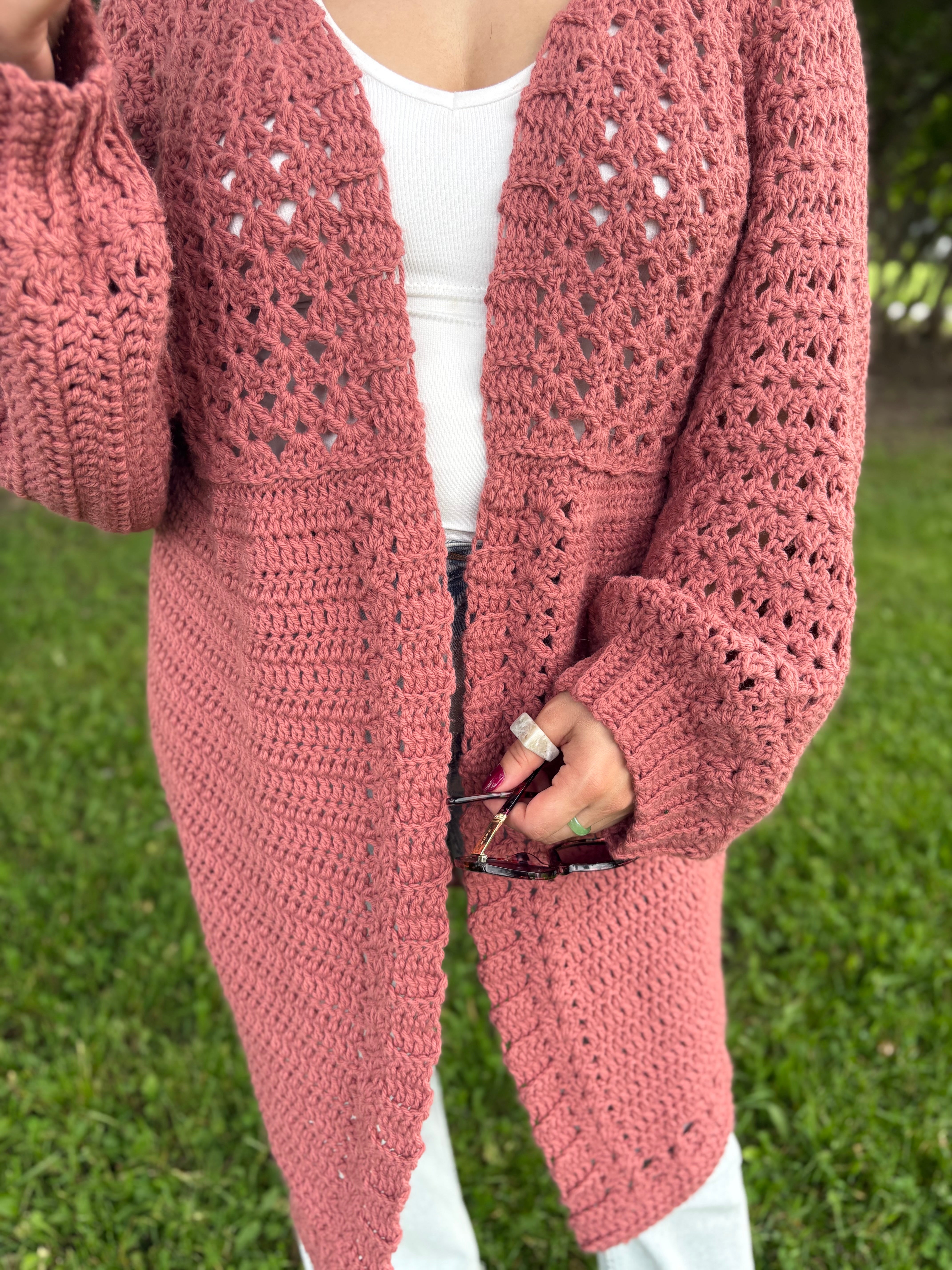 Crochet Floral Kiss BOG Cardigan Pattern/ S-5XL Crochet Cardigan