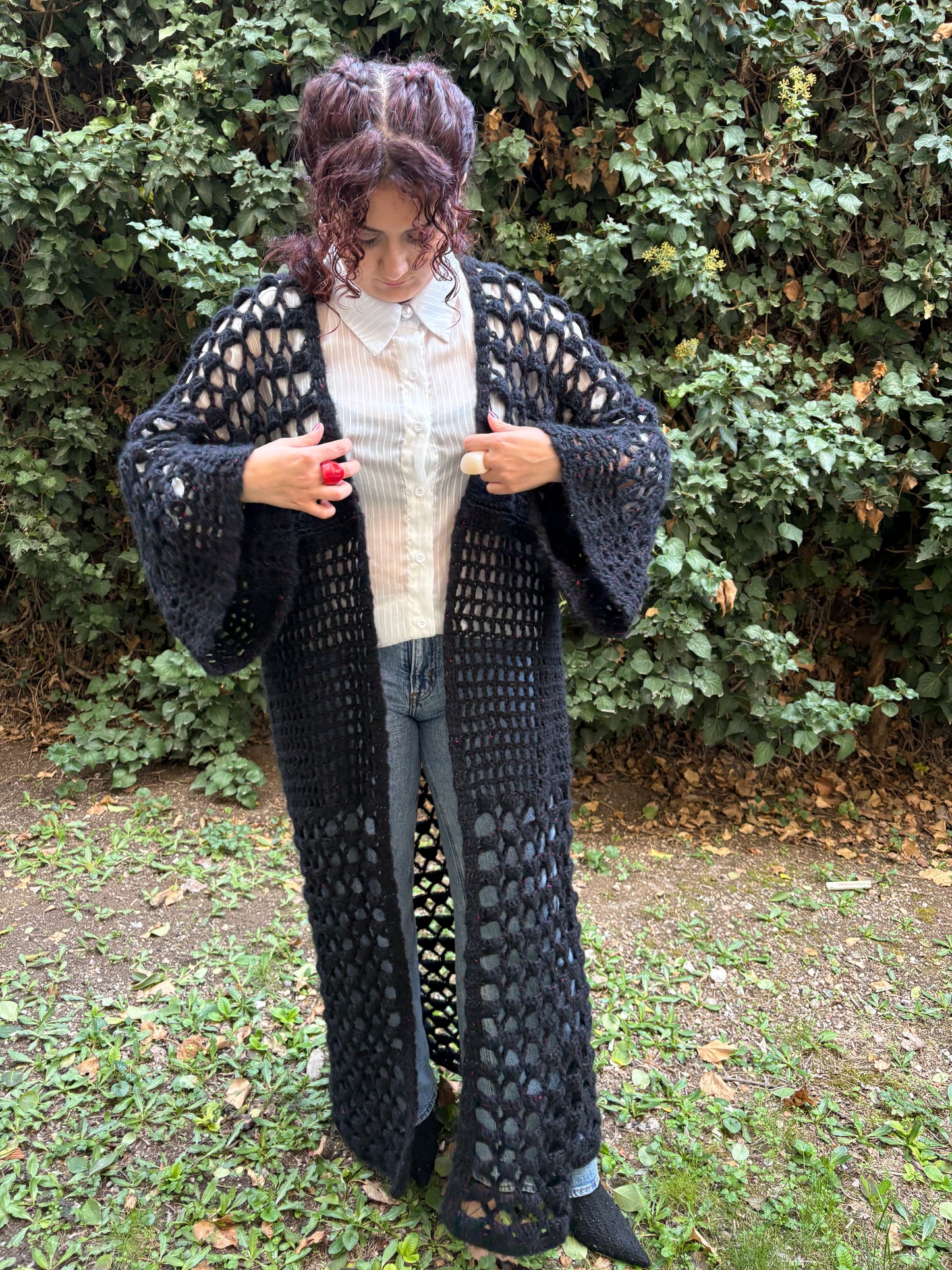 Lovelace BOG Kimono Crochet Pattern (Long/Black)/ XS - 4XL Crochet Kimono Pattern PDF/ Easy crochet bog kimono / Crochet Bog Cardigan