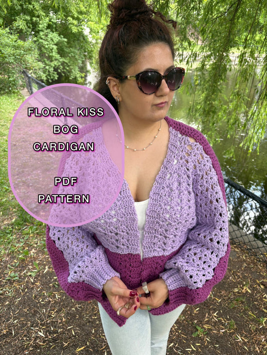 Crochet Floral Kiss BOG Cardigan Pattern/ S-5XL Crochet Cardigan Pattern PDF/ Easy crochet bog cardigan/ Crochet Bog Cardigan