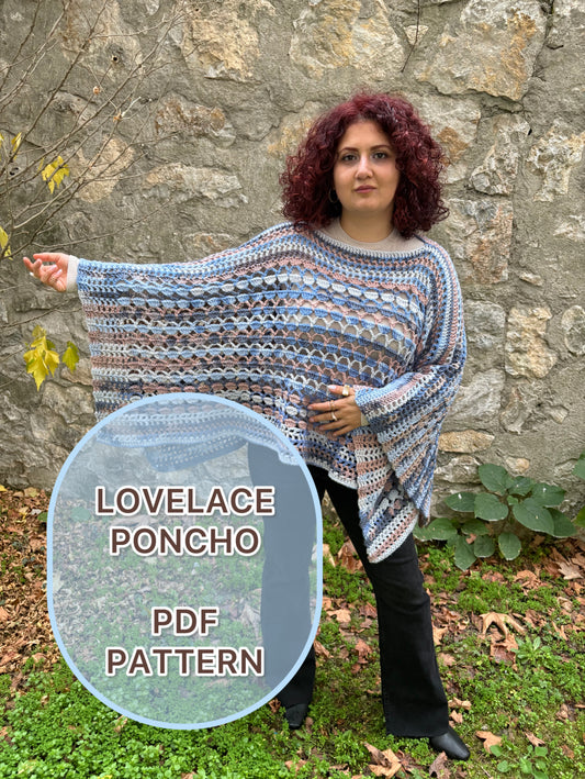Lovelace Poncho Crochet Pattern/ XS - 5XL Crochet Poncho Pattern PDF/ Easy crochet wear / Crochet shawl pattern