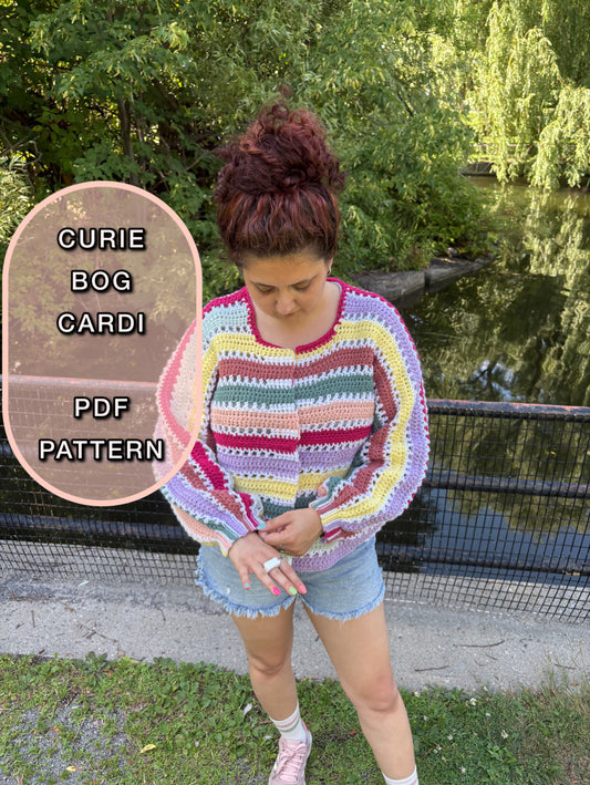 Crochet Curie BOG Cardi Pattern/ XS-3XL Crochet Cardigan Pattern PDF/ Easy crochet bog cardigan/ Crochet Bog Cardigan