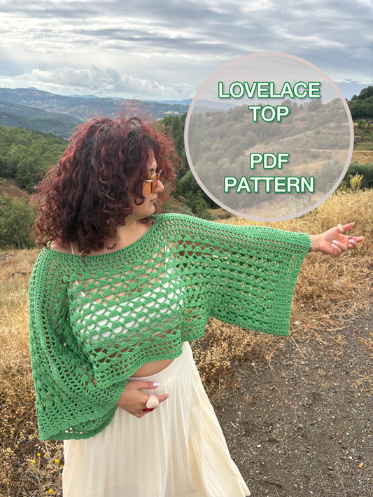 Lovelace Crochet Top Pattern – Easy, One Piece Crochet Top, XS-5XL (PDF Pattern)