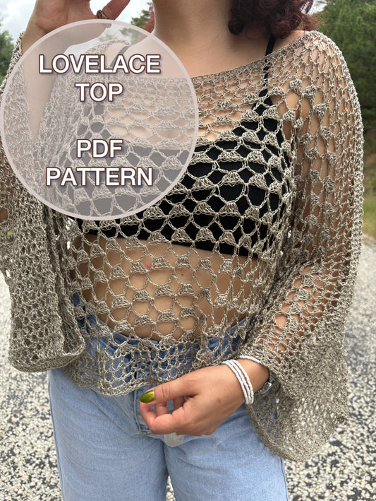Lovelace Crochet Top Pattern – Easy, One Piece Crochet Top, XS-5XL (PDF Pattern)