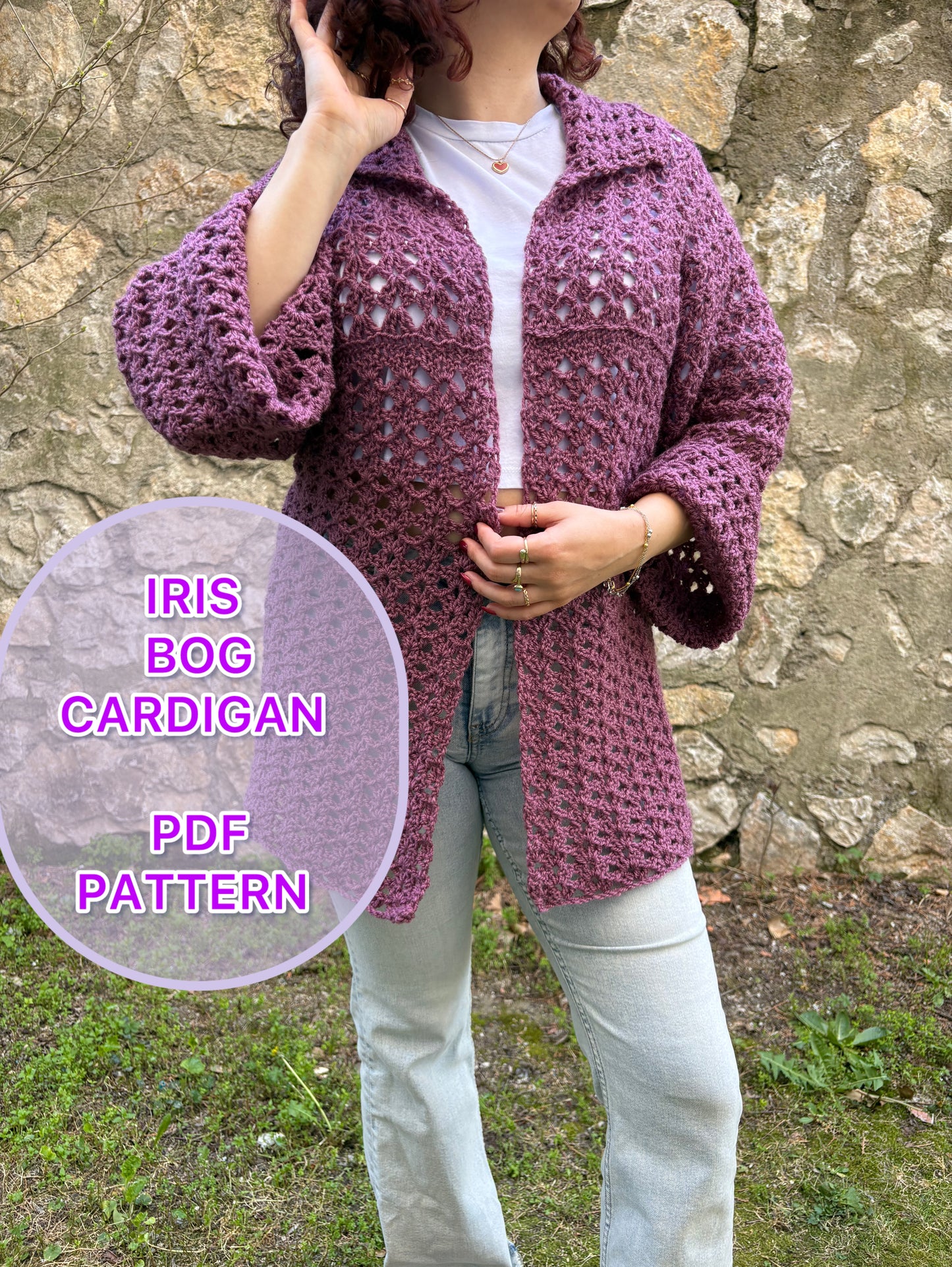 Crochet Iris BOG Cardigan Pattern, Easy S-5XL (PDF Pattern)