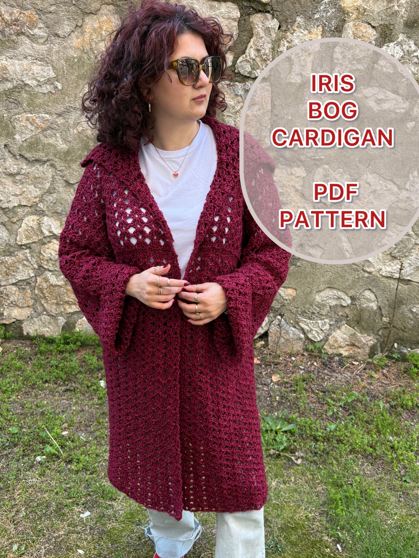 Crochet Iris BOG Cardigan Pattern, Easy S-5XL (PDF Pattern)